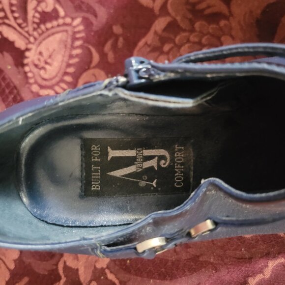 A J Valenci Blue Heeled Booties 8.5 - Picture 3 of 6